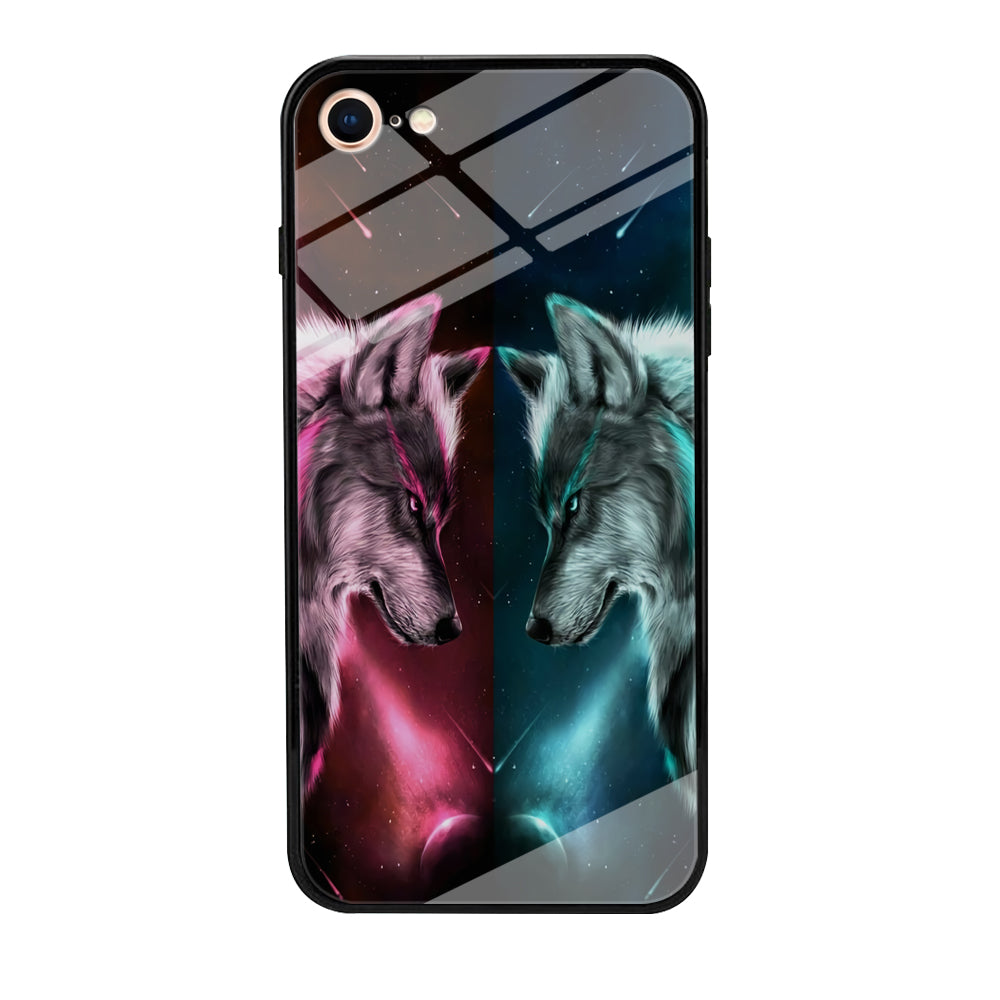 Two Wolf Red Blue Galaxy iPhone 8 Case