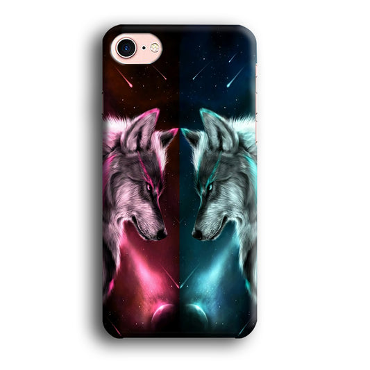 Two Wolf Red Blue Galaxy iPhone 8 Case