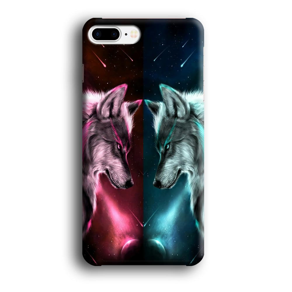 Two Wolf Red Blue Galaxy iPhone 8 Plus Case